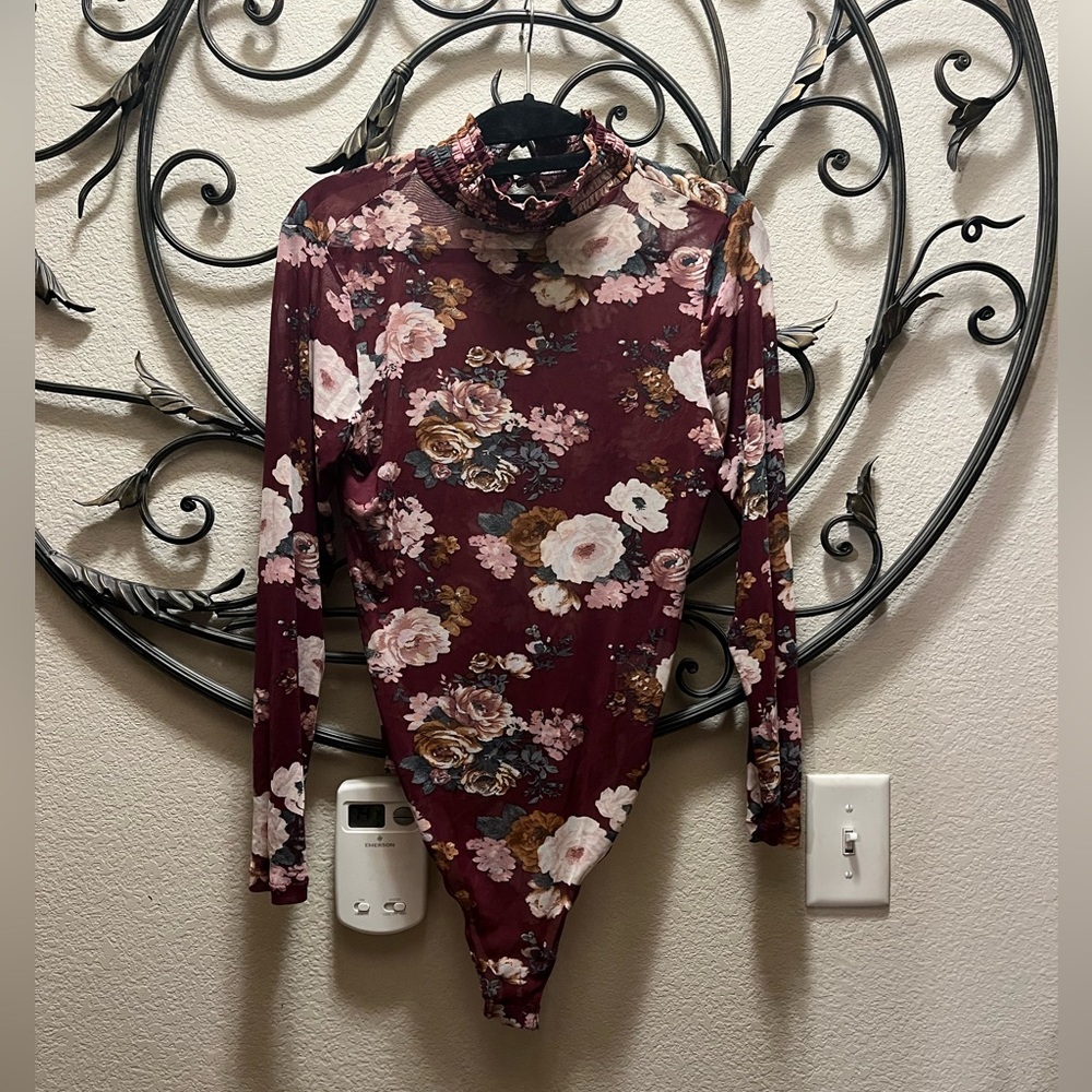 Floral Print Sheer Body Suit